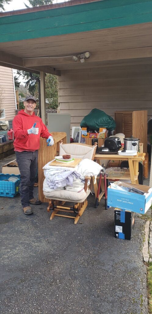 Man standing with waste removal service